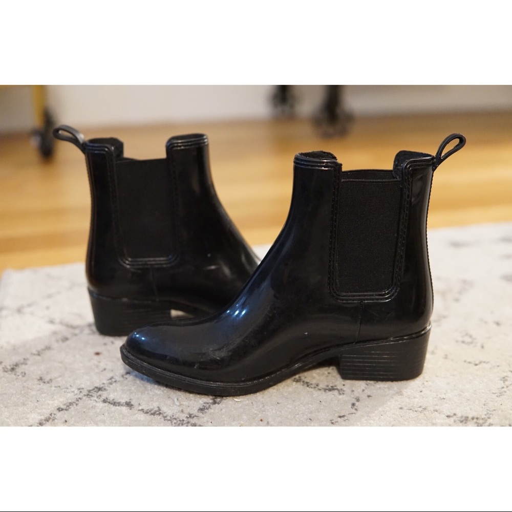 Jeffrey Campbell Black Patent Rain Boots - Size 7